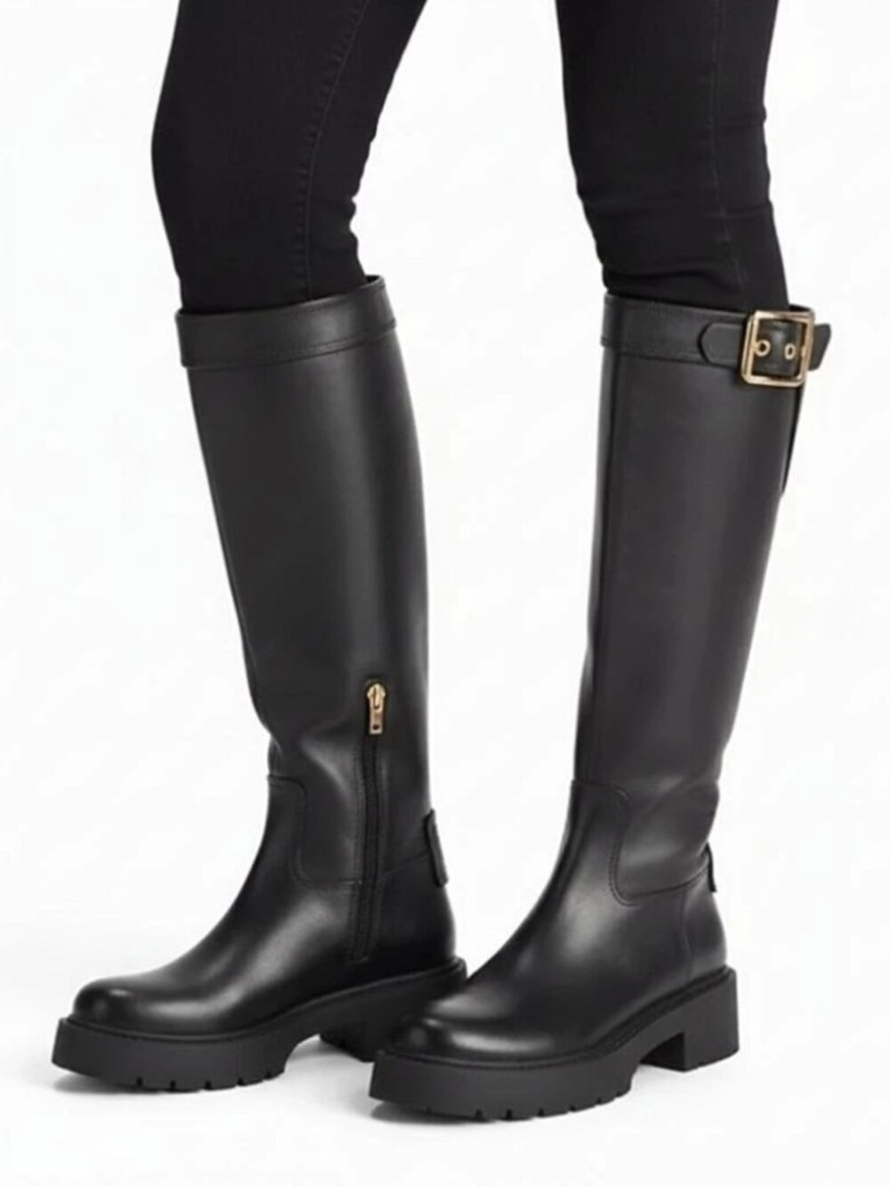 Coach Lilli Tall Riding Boots Leather Knee High Lug Sole - Picture 16 of 16